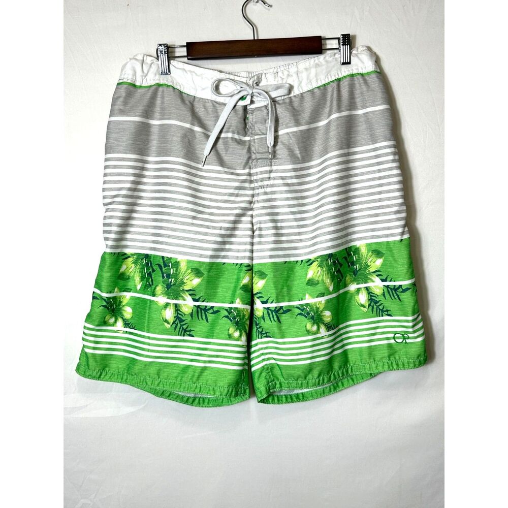 Ocean Pacific Men's Athleisure Swim Trunks Board Shorts Lined Striped Size L